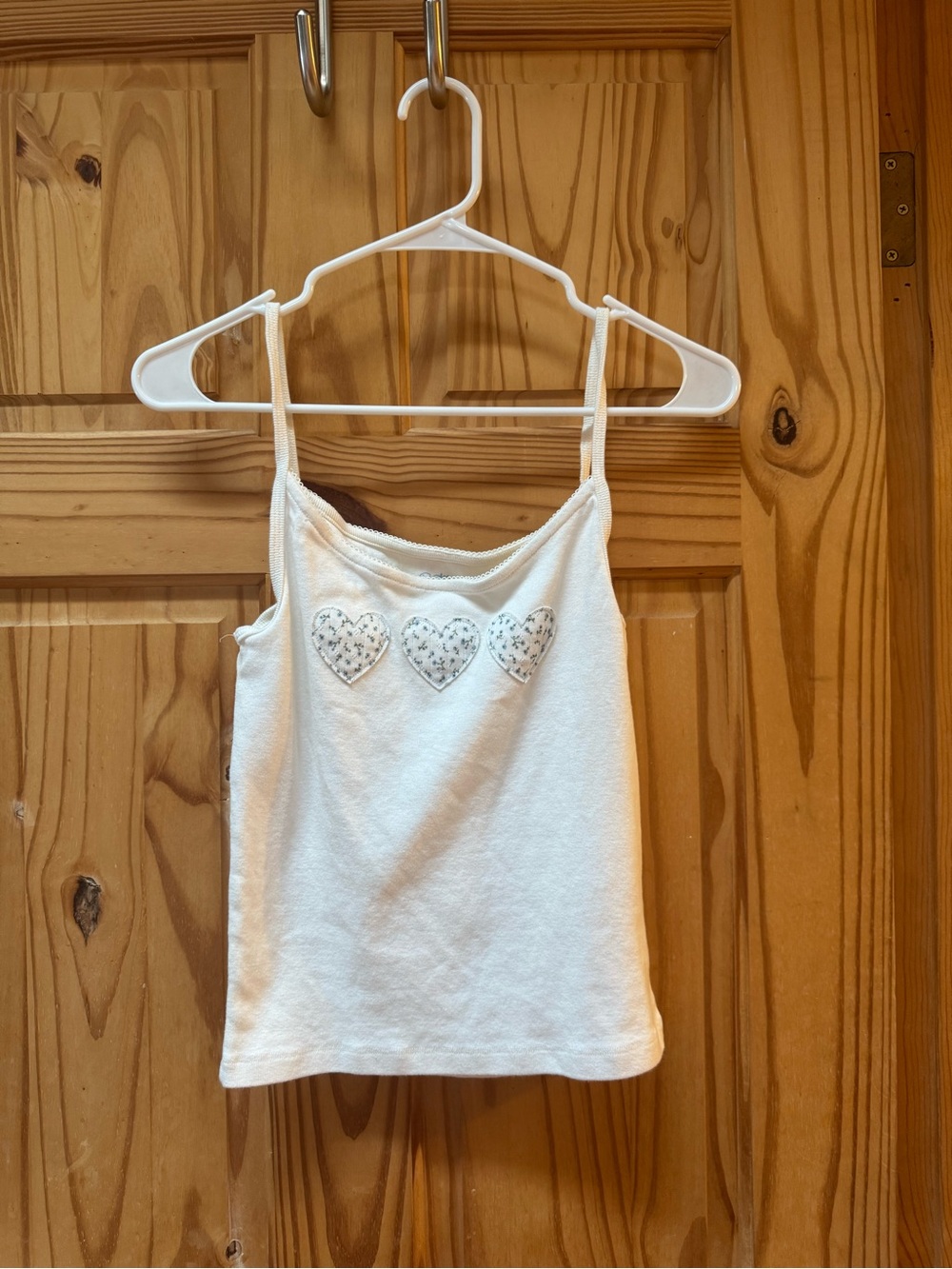 Aeropostale Cream Spaghetti Strap Tank with Heart Accents